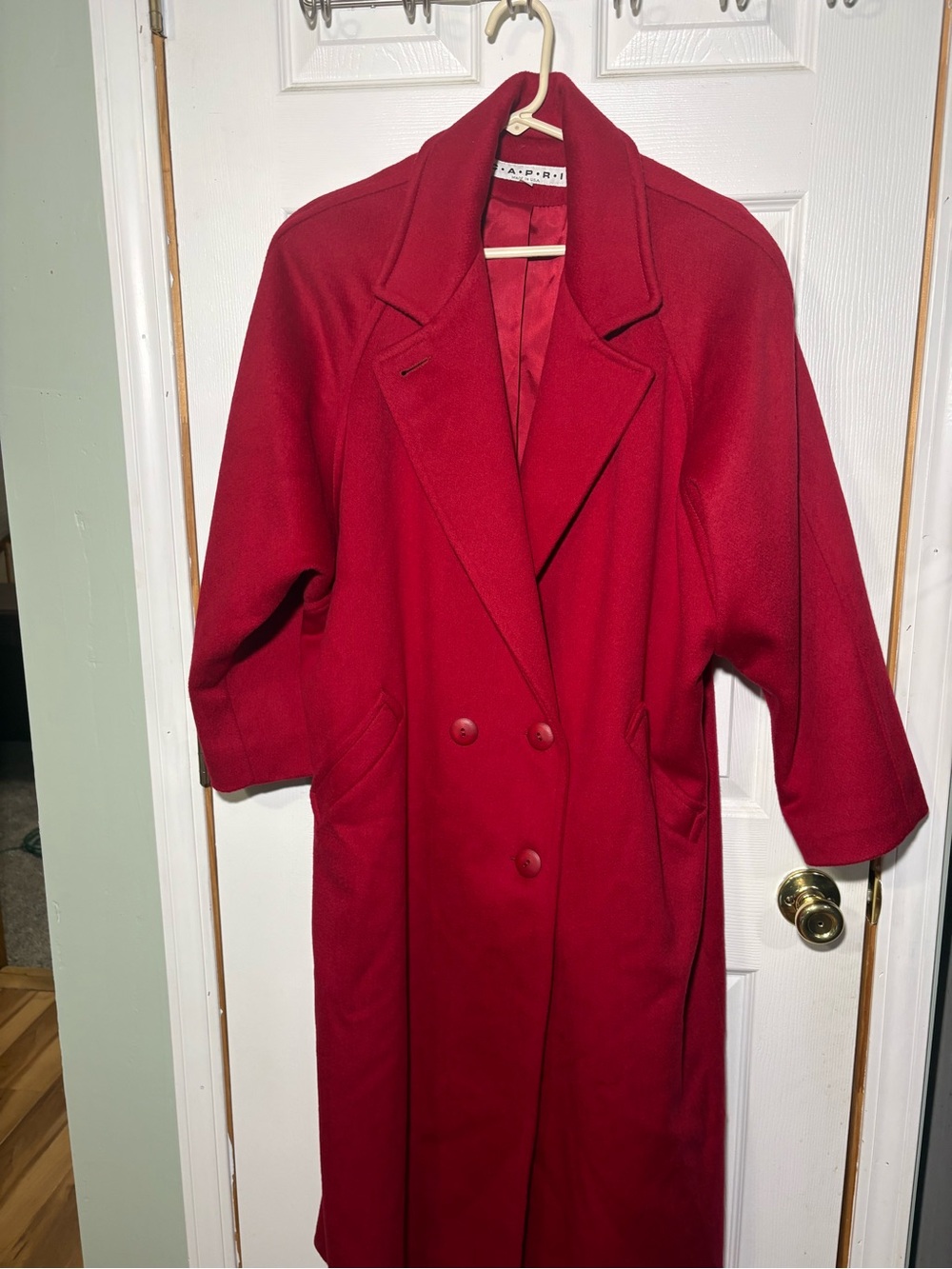 Classic Red Double-Breasted Wool Trench Coat - Picture 1 of 5